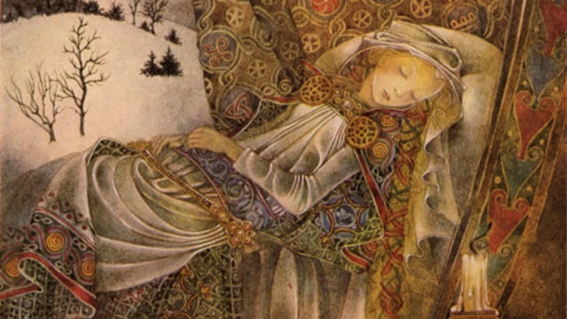 magnifique illustration de la belle au bois dormant de Charles Perrault